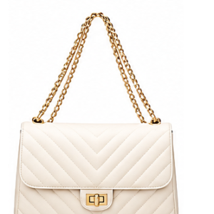quilted shoulder bag cream